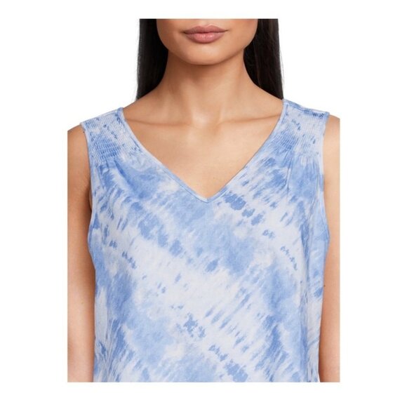 Time and Tru Womens Small 4-6 Blue Paradise Linen V-Neck Tank Top NWT - Picture 5 of 7